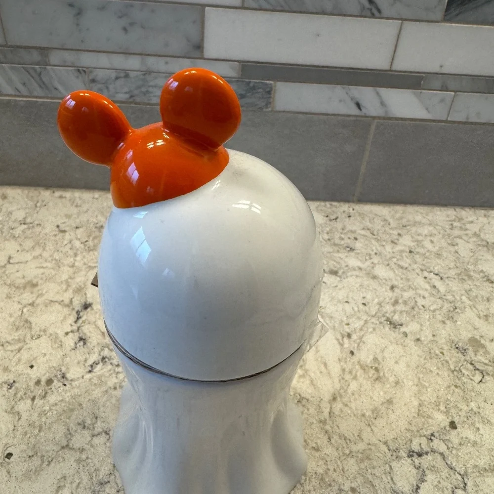 Disney Parks Halloween Ghost with‎ Mickey  Ears Candle ceramic  Pumpkin Spice